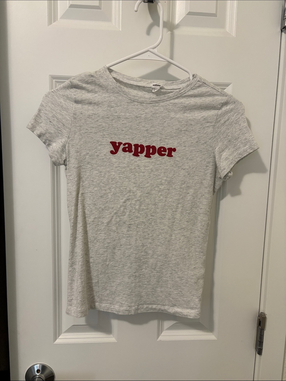 Garage Heather Gray Tee with Red Chest Graphic